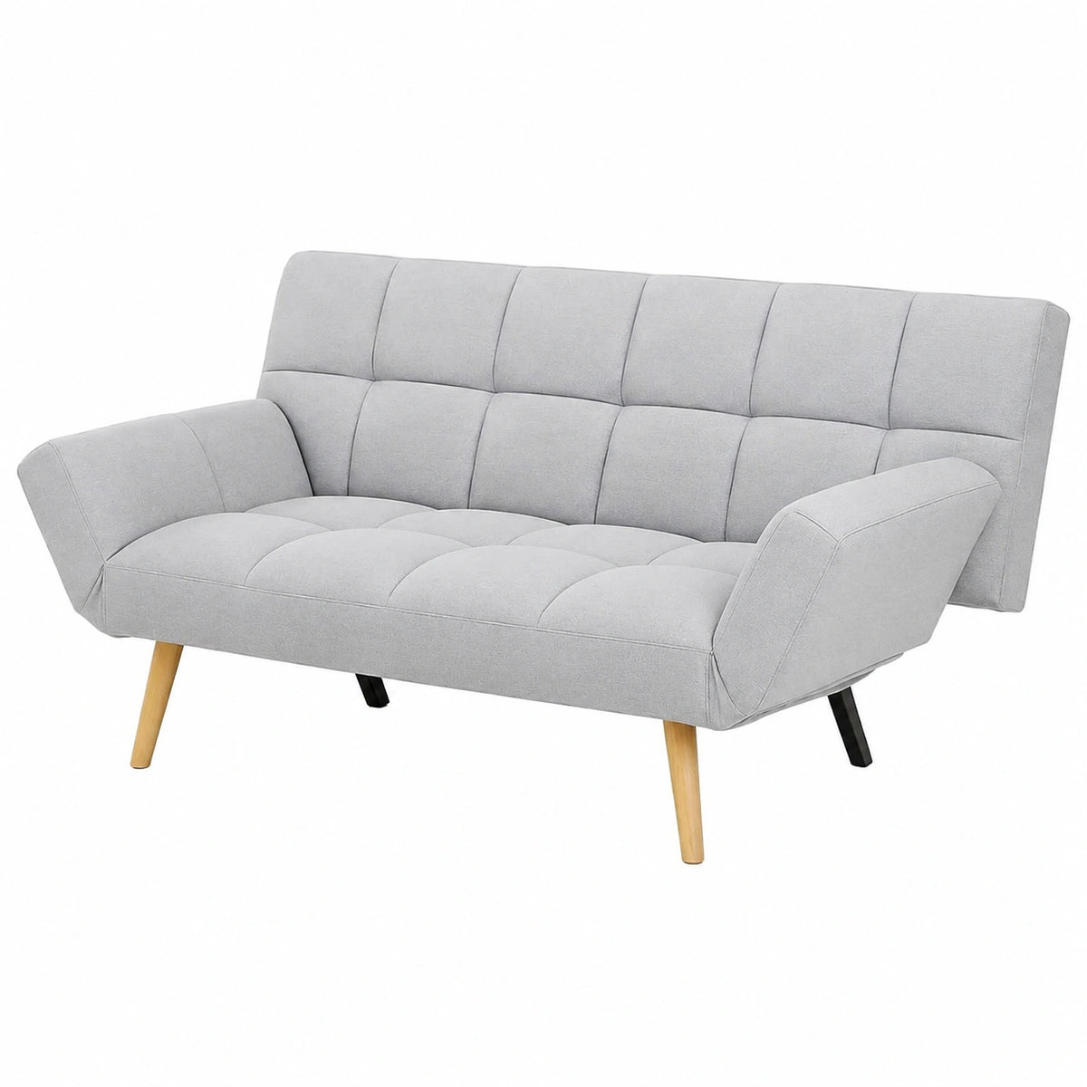 Divano Letto Moderno Clic Clac in Tessuto Grigio con Braccioli Regolabili