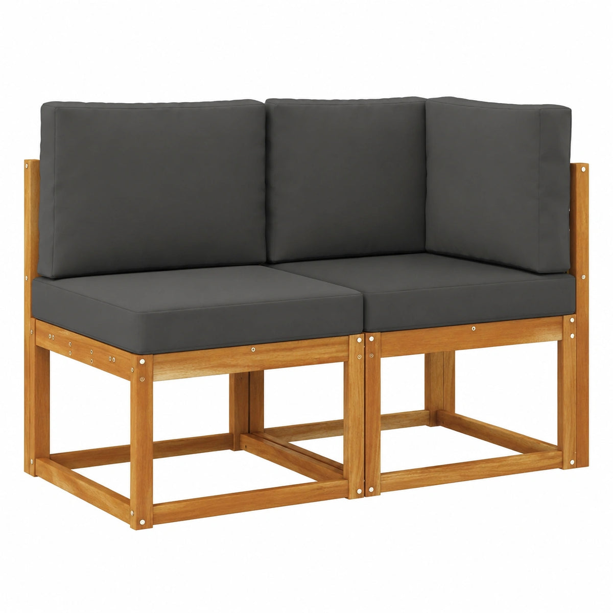 Set Divano Angolare da Esterno in Legno di Acacia con Cuscini, 2 Pezzi, Mobili da Giardino Moderni e Resistenti