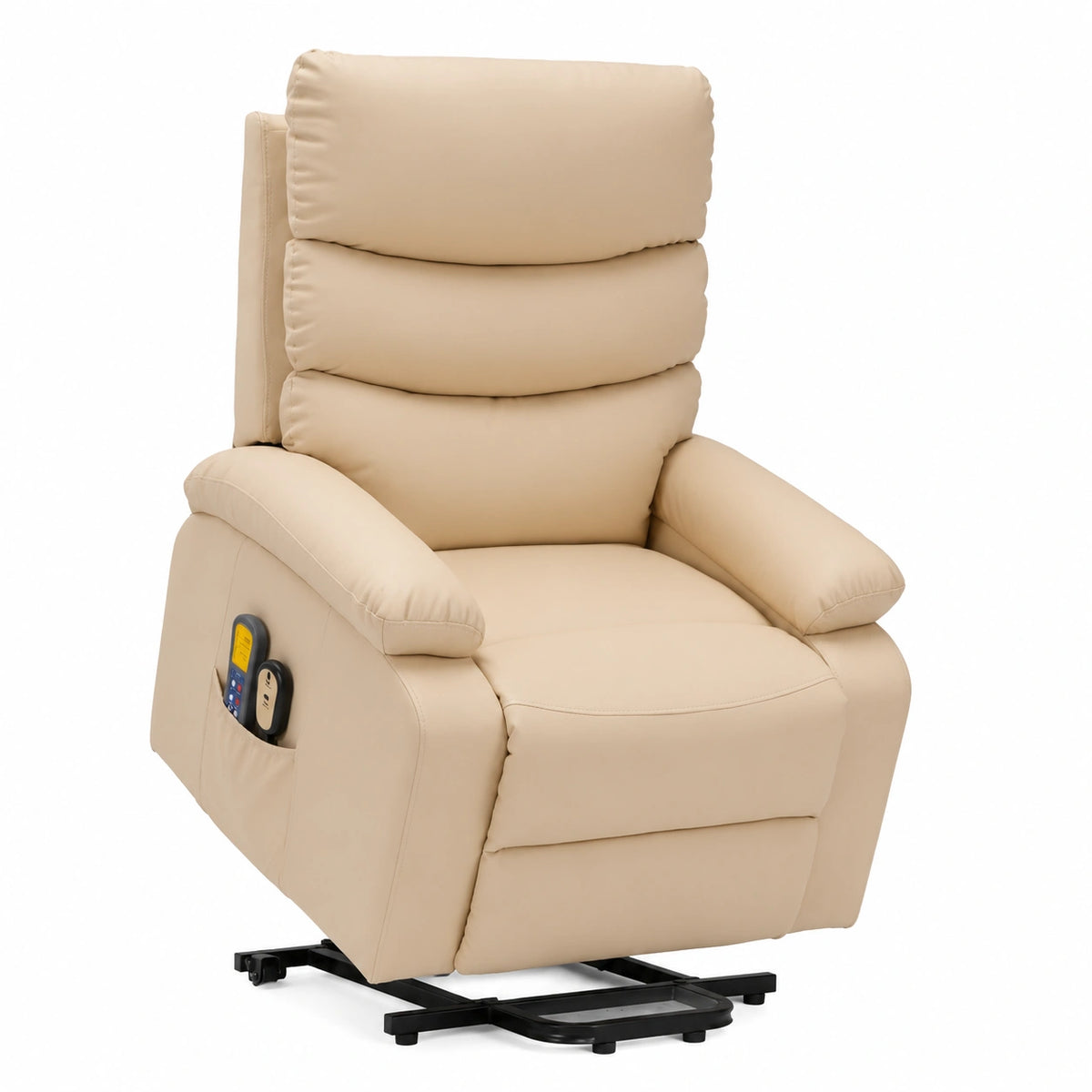 Poltrona Relax Elettrica con Funzione Lift, Massaggio e Riscaldamento, Pelle PU, Colore Crema