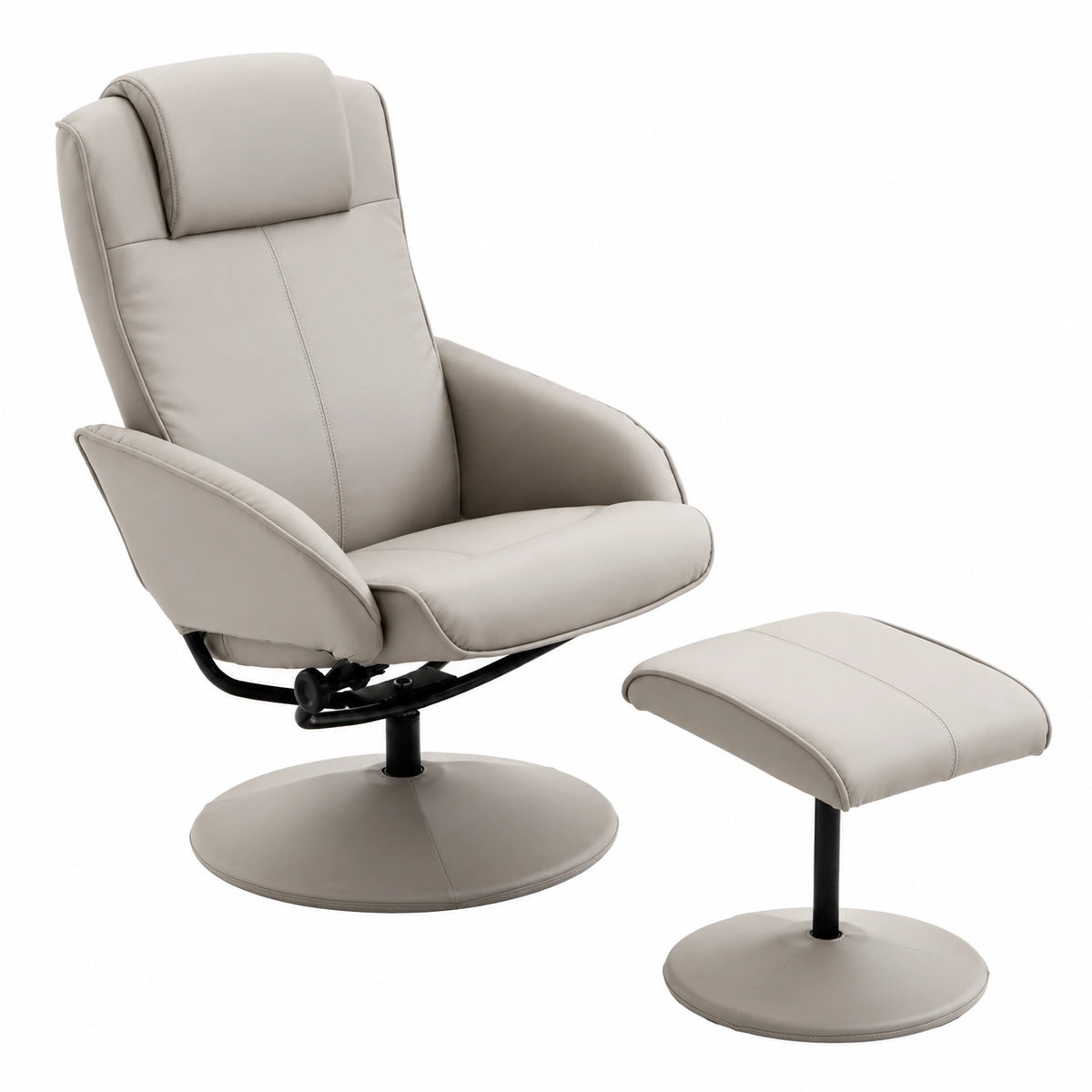 Poltrona Reclinabile HOMCOM con Pouf e Rivestimento in Ecopelle Grigia
