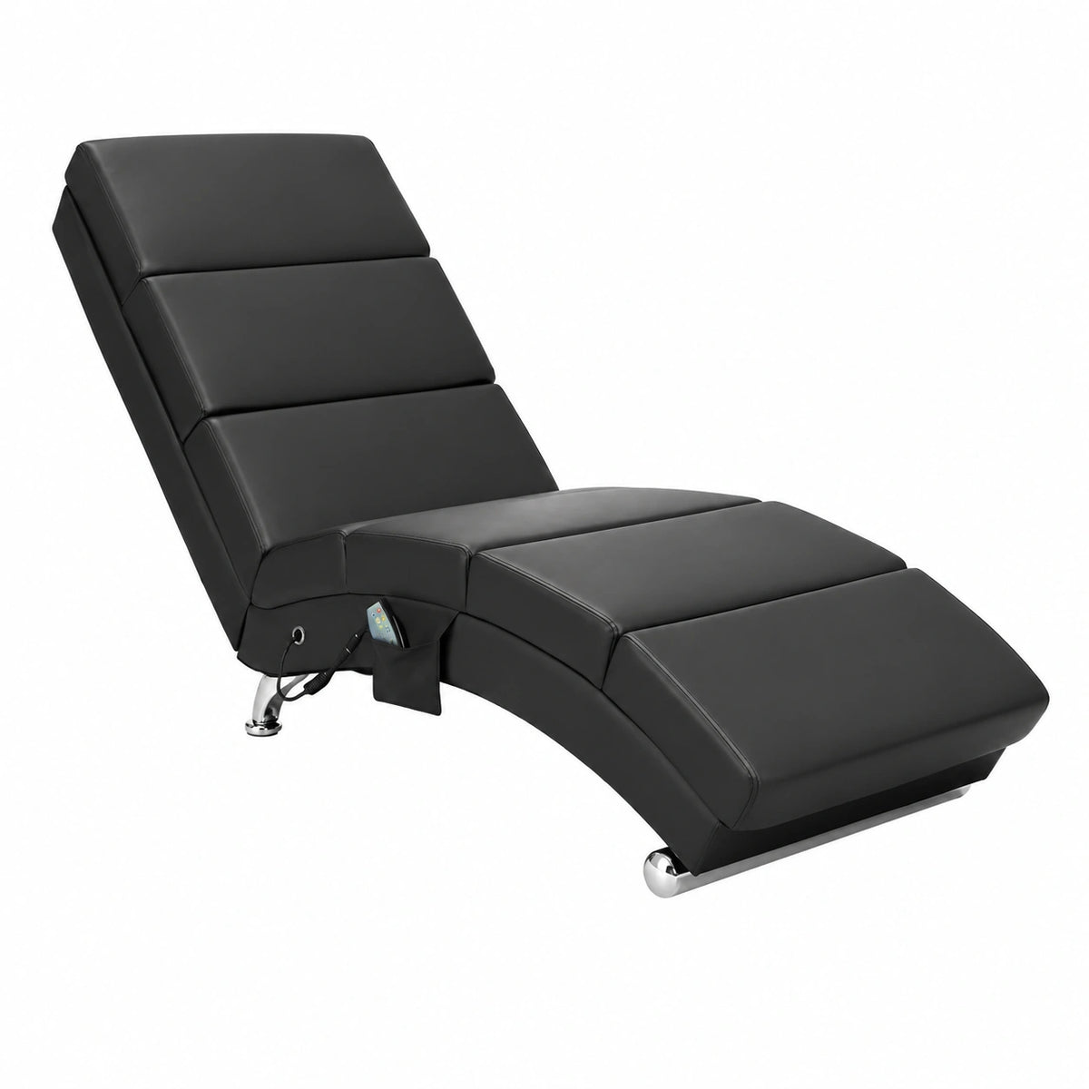 Chaise Longue Massaggiante e Termica in Tessuto Imbottito, Portata 180 kg, Reclinabile per Relax e Lettura