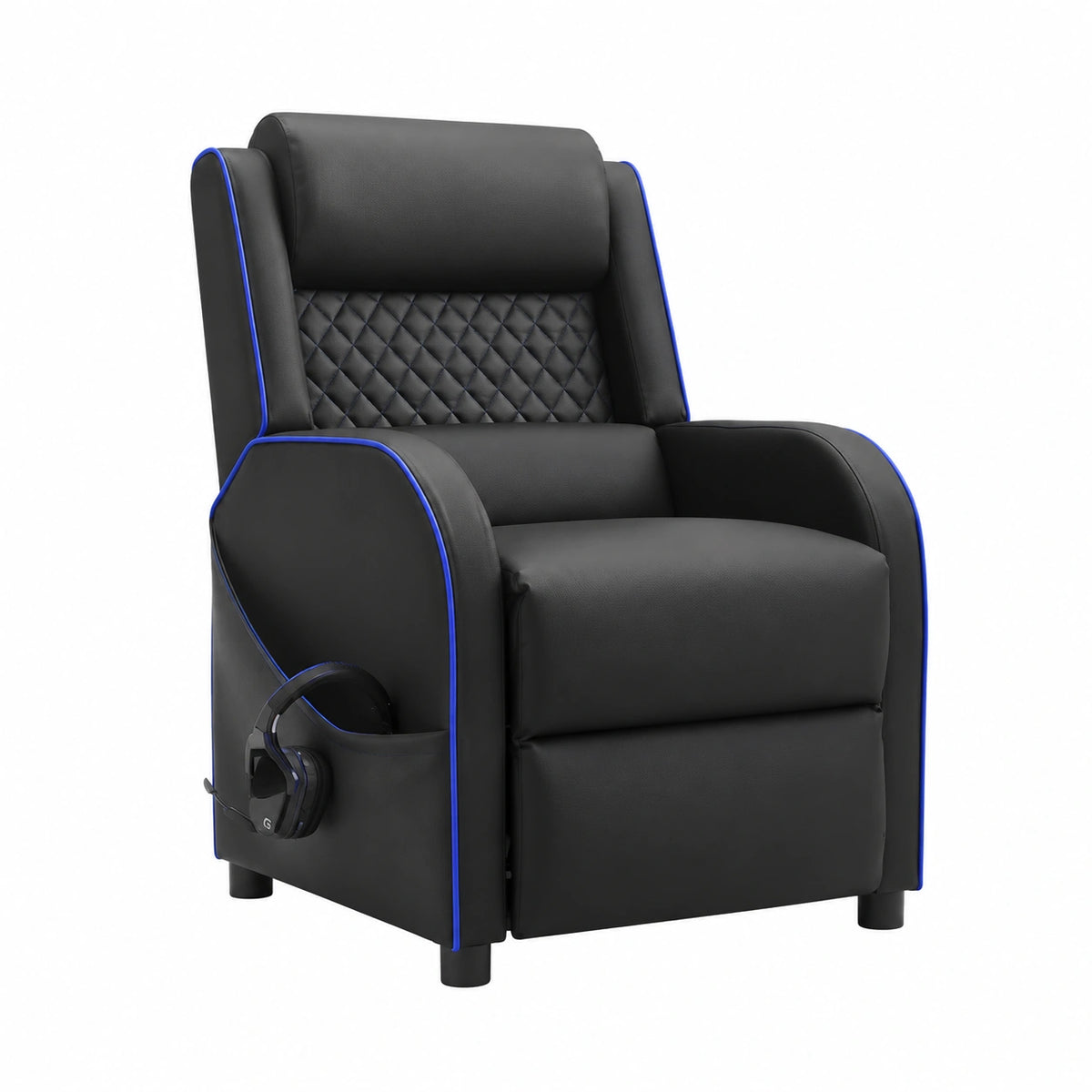 Sedia da Gaming Reclinabile in Similpelle con Poggiapiedi - Blu
