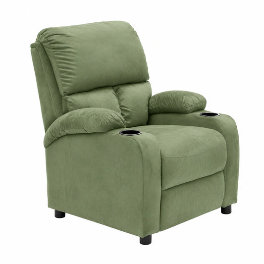 Poltrona Relax Reclinabile con Poggiapiedi e Portaoggetti - Verde