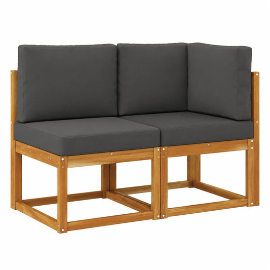 Set Divano Angolare da Esterno in Legno di Acacia con Cuscini, 2 Pezzi, Mobili da Giardino Moderni e Resistenti