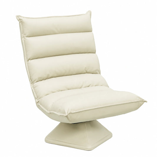 Sedia Relax HOMCOM Girevole a 360° in Tessuto, Reclinabile a 3 Posizioni per TV, Giochi e Lettura, 62x70x95cm, Beige