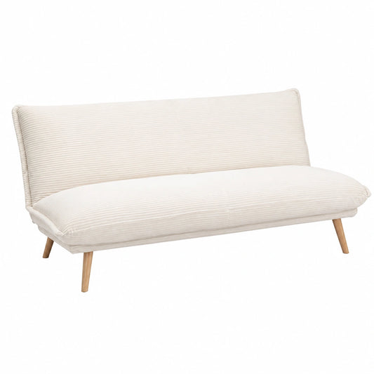 Divano Letto Convertibile in Materasso, Stile Scandinavo, Design Moderno, Rivestimento in Velluto Bianco