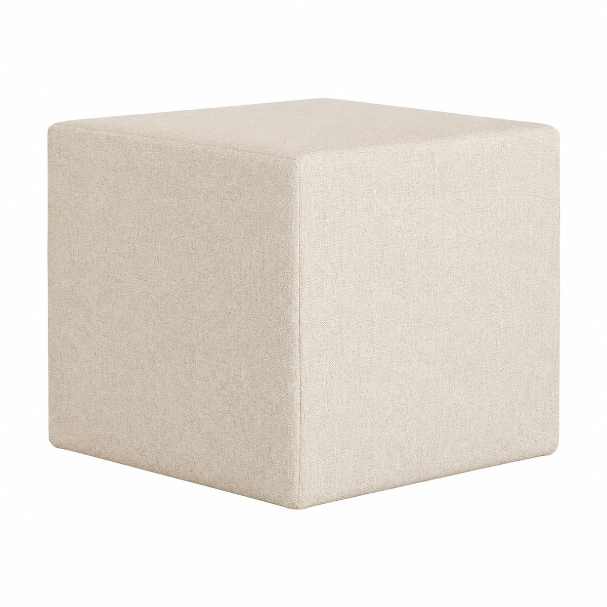 Pouf Poggiapiedi Moderno in Tessuto Idrorepellente 63x63x44 cm per Soggiorno o Camera, Minerva Beige