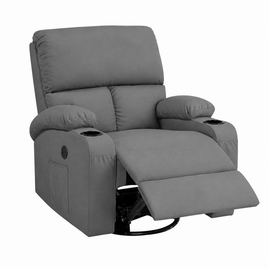 Poltrona massaggiante relax, girevole 360°, USB e calore in grigio