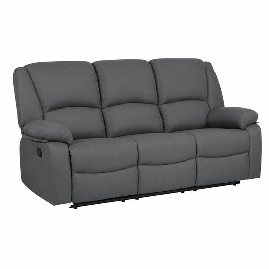Set Divano e Poltrona Relax CALIPSO in Tessuto Grigio, 3 Posti