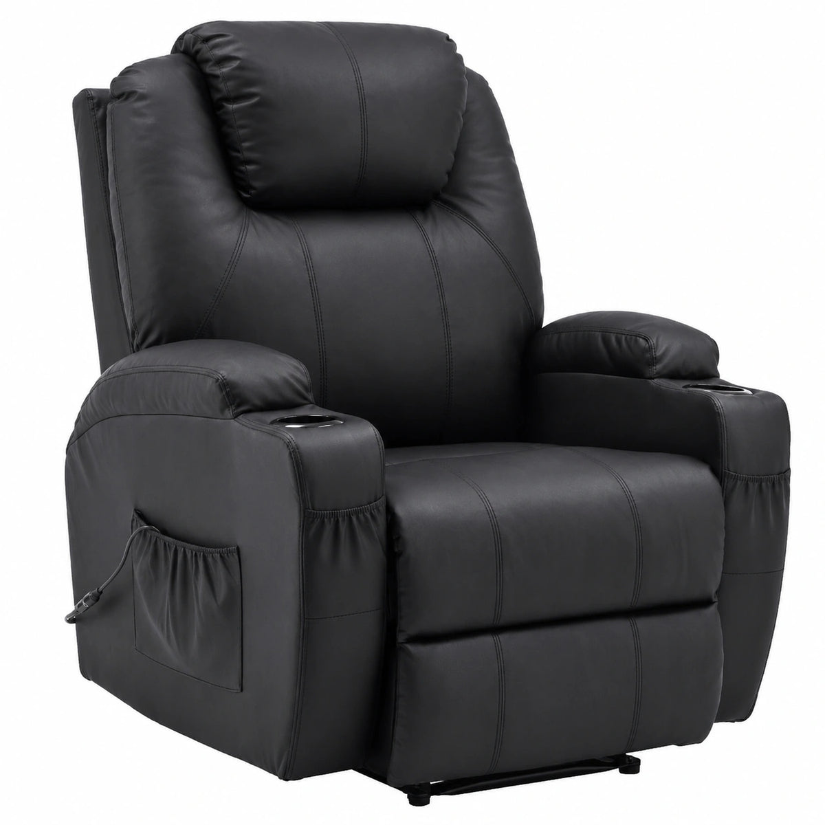 Poltrona Relax Elettrica MCombo con Massaggio e Riscaldamento - Reclinabile in Similipelle Nera