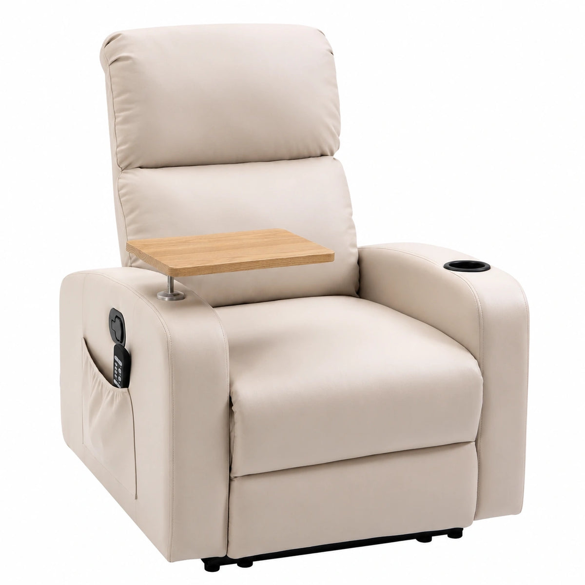 Poltrona Relax Massaggiante Reclinabile con Accessori Funzionali, Beige