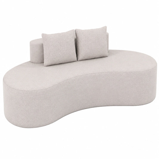 Divano Curvo Moderno con Cuscini, Schienale Basso in Spugna, Antiscivolo 199x97x68 cm (Grigio)