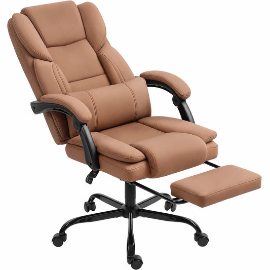 Sedia Ergonomica HOMCOM da Ufficio in Finta Pelle con Poggiapiedi e Schienale Reclinabile