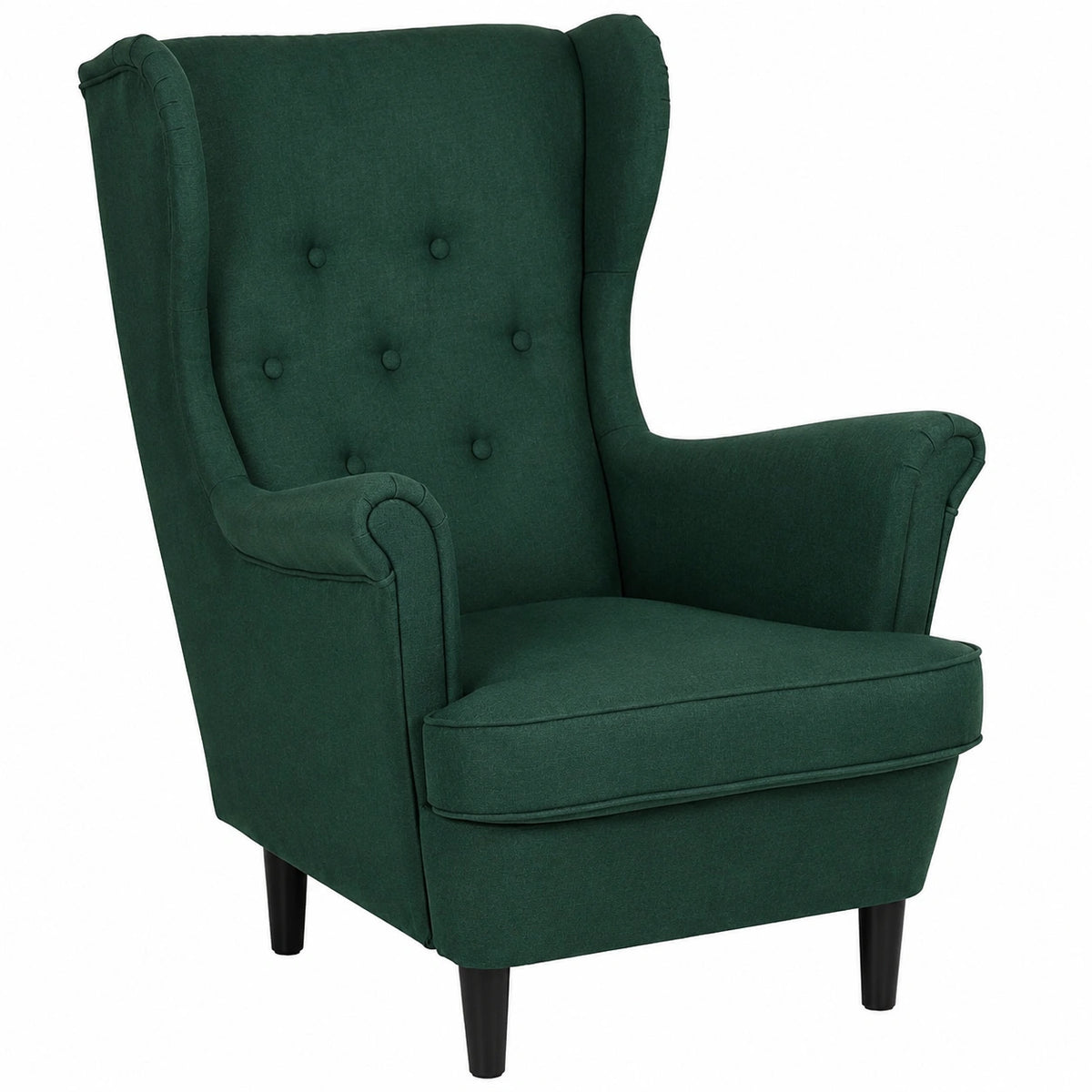 Poltrona LILIBET classica verde scuro con braccioli e schienale alto per massimo comfort