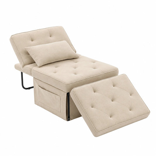 Sedia Relax 3 in 1 FLEXISPOT, Sdraio Letto Pieghevole, Capacità 300 kg, Beige, 72x69x35 cm